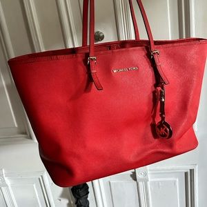 Michael Kors jet set red tote bag
